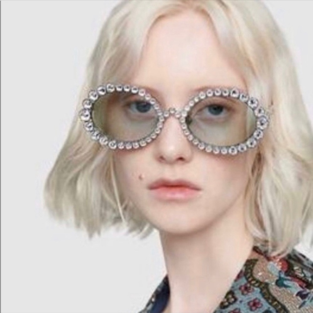 Gucci Silver Crystal Embellished Sunglasses